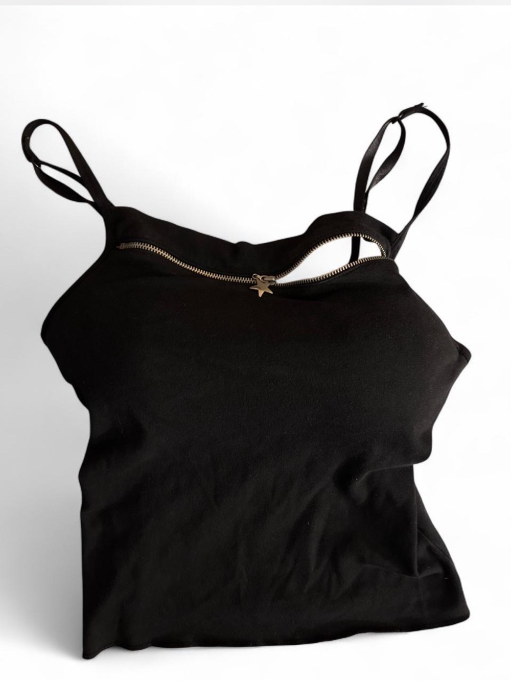 Y2K One Step up star zipper built in push-up bra tank